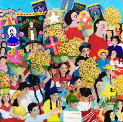 “Galaquezta Parade in Mexico City”
- Acrylic and colored pencil on canvas - 24”W x 40” H
- Original available $650
- Signed canvas and paper prints available on order Amy Richardson - Guelaquetza Parade in Mexico City